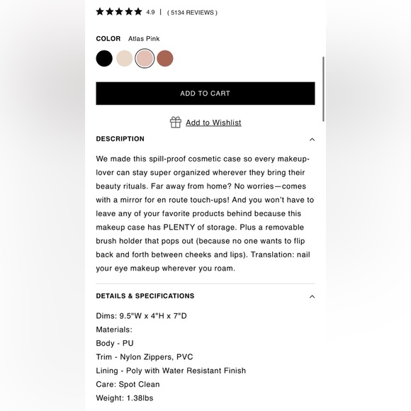 BÉIS | NWT The Cosmetic Case in Atlas Pink - Picture 6 of 6